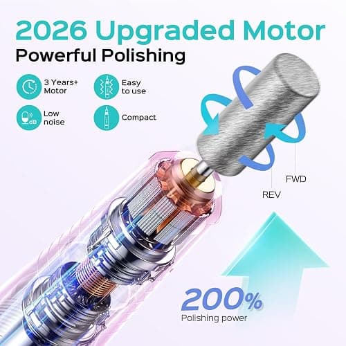 COSLUS C40 Electric Nail Drill, Nail Files for Gel Acrylic Nature Nails, Adjustable Speed 0-20000RPM, Portable Manicure Pedicure Set with 6 Drill Bits 31 Sanding Bands, E File Beginner Girl Women Mum thumbnail 5