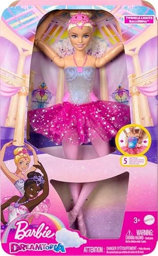 Barbie Dreamtopia Twinkle Lights Ballerina Doll with Blonde Hair & Light-Up Feature Wearing Royal Headband & Pink Tutu thumbnail 7