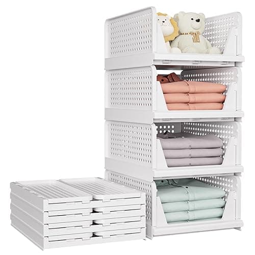 SNSLXH Stackable Closet Storage Basket