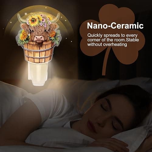 2 Pack Sunflower Highland Cow Wall Fragrance Plug in with Night Light, Compatible with Bath and Body Works Cattle WallFlower Plug-in Diffuser with Magnetic Plug Design for Home Office thumbnail 4