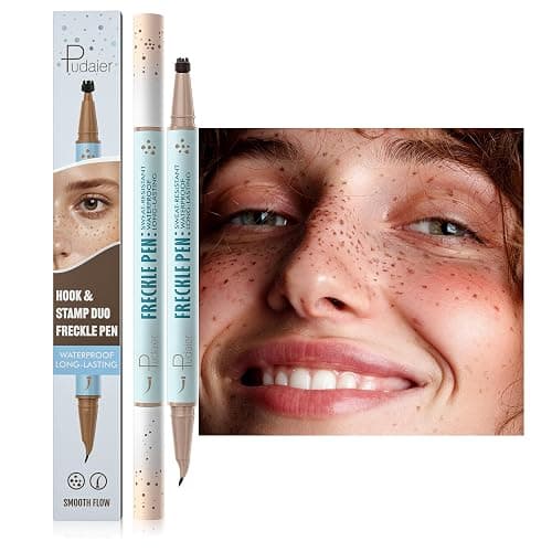 2 Pack Freckle Pen Set – 2-in-1 Dual Ended Microblading Pen & Freckle Stamp, 2 Different Color Combos,Waterproof & 24HR Longwear, Precise 15° Tip for Natural Lifelike Freckle Makeup. - Image 1
