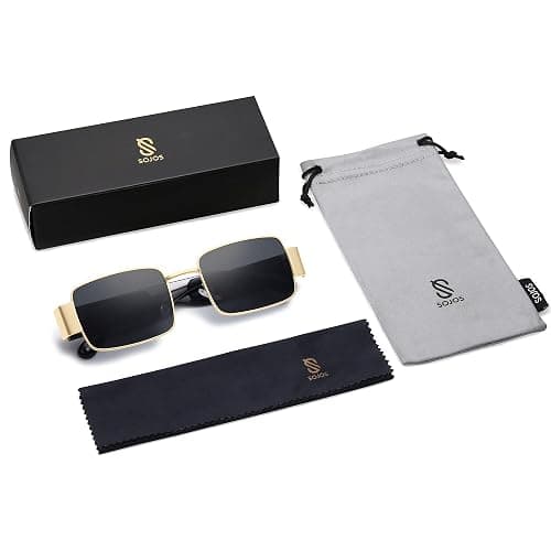 SOJOS Retro Fashion Rectangle Sunglasses Womens Mens Vintage Trendy Square Shades SJ1162 thumbnail 5