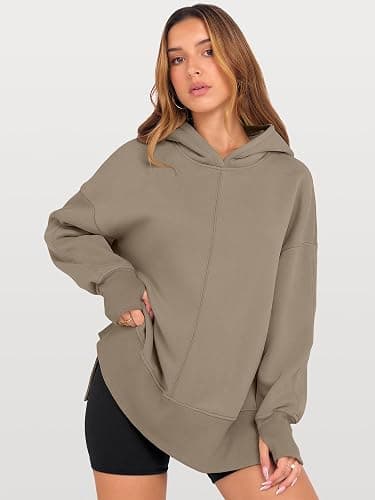 ANRABESS Womens Oversized Hoodies Long Sleeve Fleece Side Slit Hooded Sweatshirts Pullover 2026 Fall Outfits Y2K Clothes thumbnail 2