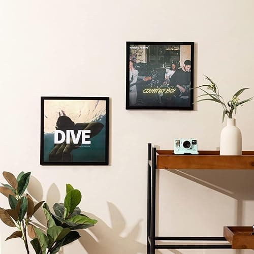 eletecpro 12.5x12.5 Record Frame, Sturdy and Lightweight, PVC Vinyl Frame Made to Display Single Music Album, Black Record Display for Home Wall Decor, Easy to Hang Suit for 12x12 LP Covers, 2 Pack thumbnail 7
