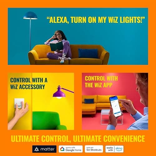 WiZ LED Smart Light Bulbs, Sunset to Sunrise Automation + Motion Detection + Control with Voice or App, Full Color A19 60W 800LM E26 Indoor, Matter Compatible - 1 Pack thumbnail 7