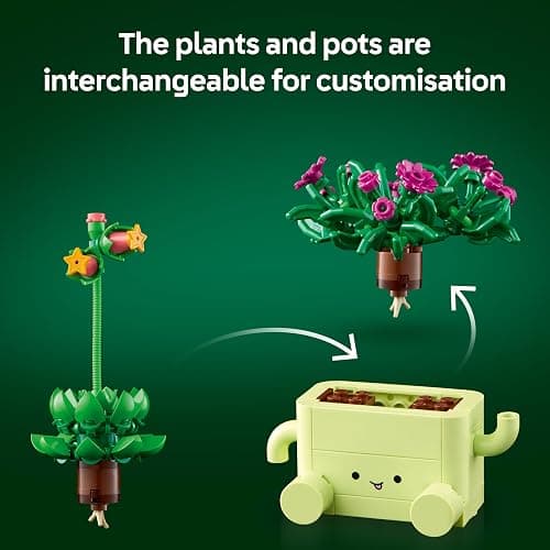 LEGO Botanicals Rocking Plants - Artificial Flowers Set - incl. 2 Faux Plants & 2 Pastel Coloured Pots for Bedroom Decor - DIY Gift Idea for 9+ Year Old Girls & Adults - 11506 thumbnail 5