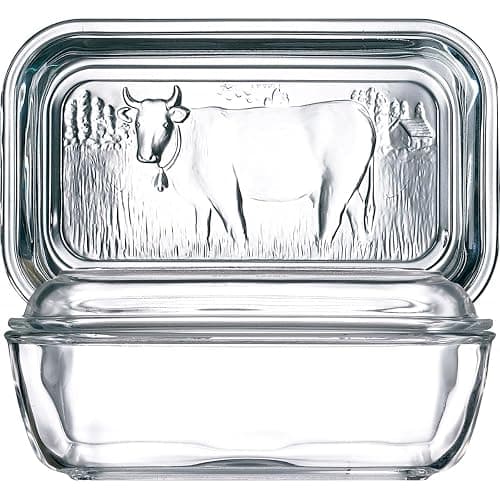 Luminarc European Tempered Glass Cow Butter Dish - 1 Pound Capacity - Image 1