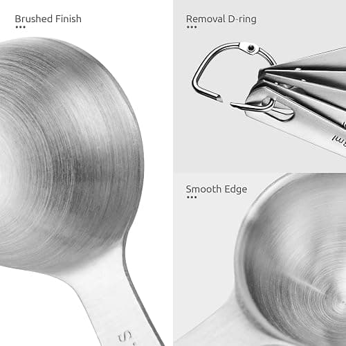 U-Taste Teaspoon Tablespoon Measuring Spoons: 18/8 Stainless Steel Measure Scoop Set of 5, 1/4 TSP, 1/2 TSP, 1 TSP, 1/2 TBSP & 1 TBSP, Metal Kitchen Measurement Utensil for Dry and Liquid Ingredients thumbnail 7