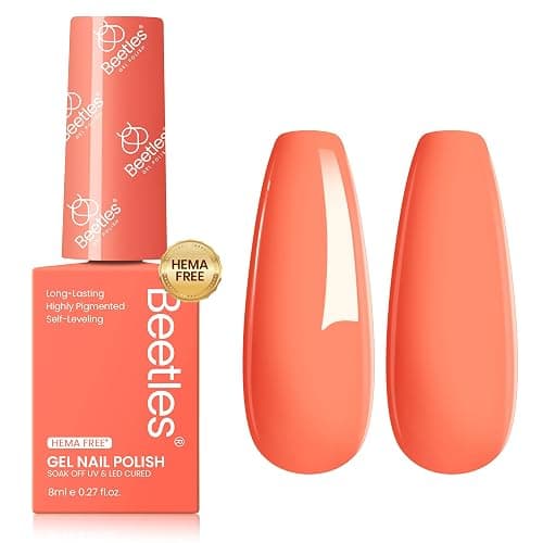 Beetles Coral Orange Gel Polish - 8ML Hema Free Neon Bright Orange Peach Coral Gel Polish Summer Nails Passionate Fireworks Soak Off UV Colorful Bottle Nail Art Manicure - Image 1