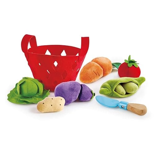 Hape Toddler Vegetable Basket |Soft Vegetable Shopping Basket, Toy Grocery Food Playset Includes Cabbage, Bean Pod, Carrot, and More thumbnail 7