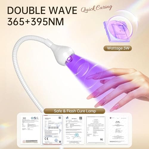 AORAEM LED Nail Lamps 3W Flexible Gooseneck Lamp Quicky Dry Nail Manicure Dryer Gel Polish Curing Light Plug Play Portable Flash Cure Light for Gel Nails Home DIY Professional Nail Tools White thumbnail 3