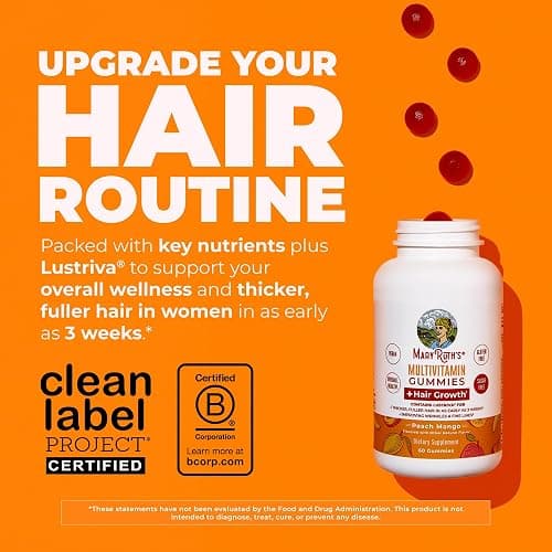 MaryRuth's Multivitamin + Hair Growth Gummies | with Lustriva® | Biotin 10000mcg | B Vitamins | Formulated for Thicker Hair, Wrinkles, Fine Lines, Skin Care | Ages 18+ | 30 Servings thumbnail 2