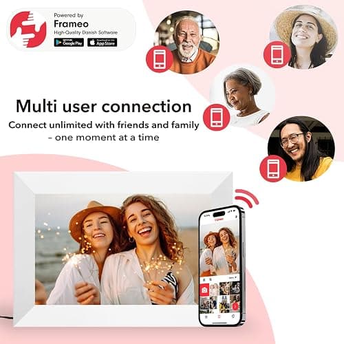 Frameo White 10.1 Inch Smart WiFi Digital Photo Frame,Digital Picture Frame Wi-Fi with 32GB Storage & SD Slot, Electronic Picture Frame IPS Touch Screen with Auto-Rotate, Gifts for Mom, House Warming thumbnail 6