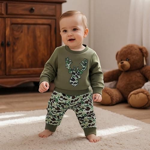 Baby Boy Camouflage Outfit Fall Clothes Long Sleeve Tops Jogger Pants Set thumbnail 3