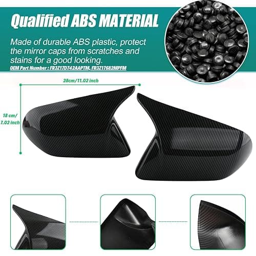 Side Mirror Cover Caps Carbon Fiber Gloss Trim for 2015-2024 Ford Mustang GT/Ecoboost/Shelby Car Aesthetic Decorations Exterior Mods Tuning Parts - Without Mirror Turn Signal Cutout thumbnail 3