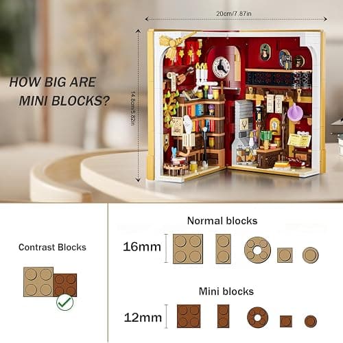 INSOON Magic Booknook 3.6mm Mini Building Set with LED Light | DIY Book Nook Building Kit for Bookshelf & Home Decor, 1015 PCS Miniature Building Block for Adults Boys Girls Age 8+ thumbnail 5