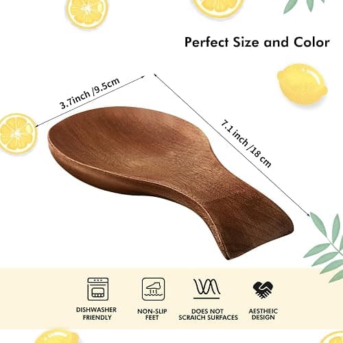 Patelai Acacia Wood Spoon Rest for Stove Top Bamboo Holder for Spatula Rest for Kitchen, Counter Spoon Holder for Countertop, Modern and Rustic for Farmhouse as Dining Table Decoration(Brown) thumbnail 3