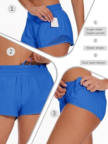 AugIris Women Running Shorts 2 Pack, Athletic Shorts with Zipper Pocket Soft Gym Workout Mesh Liner Quick Dry thumbnail 4