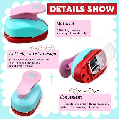 CHENGU 6 Pcs Square Punch Set 3in/2in/1.5in/1in/0.6in/0.3in Scrapbook Hole Punchers Crafting with 10 Sticker Paper Square Cutter Scrapbook for Office Supplies DIY Albums Photos(Multicolor) thumbnail 4