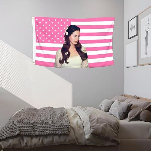 ANOER LanaDel dekorative Rey-Flagge, doppelt genäht mit 2 Messingösen, Wandteppich, für Innen- und Außenbereich, Studentenwohnheim, Raumdekoration thumbnail 6