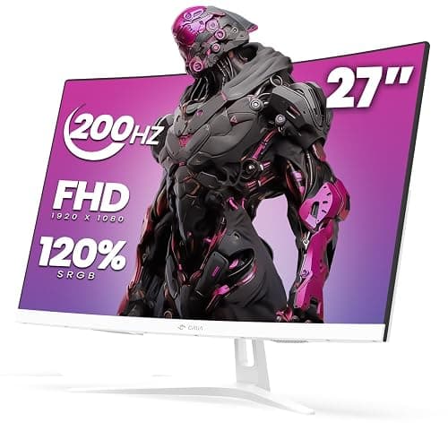 CRUA 27" Curved Gaming Monitor, FHD 1920x1080P, 165Hz/200Hz Computer Monitor, 1800R VA Screen, 120% sRGB, Support AMD FreeSync, Blue Light Filter, HDMI & DP, Wall Mount Install- White - Image 1