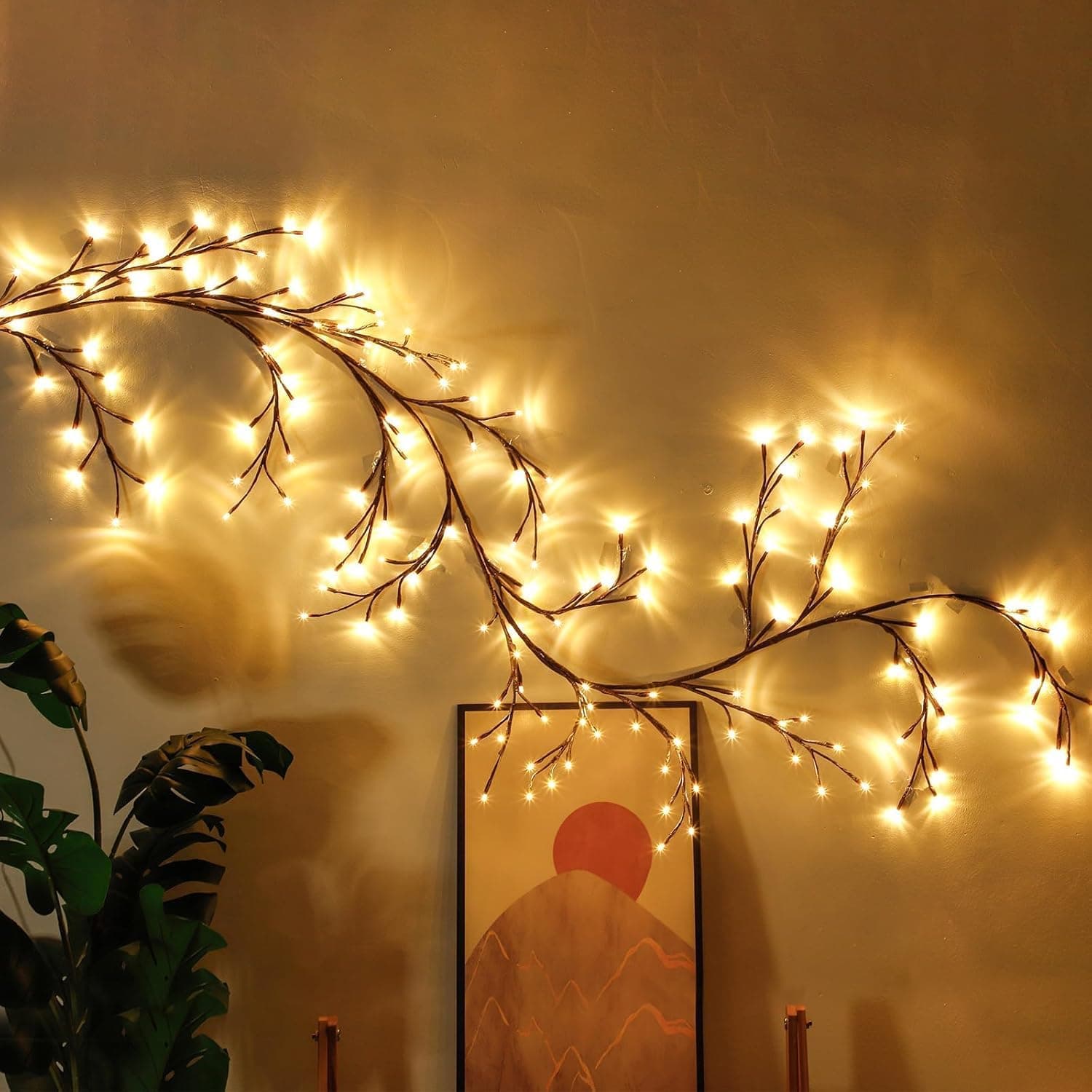 LED Light Tree, Light Trees, Wall Decoration, Home Interior Decoration, 144 LED Folding Lights Artificial Willow, for Wall, Bedroom, Living Room, Indoor Decoration - Image 1