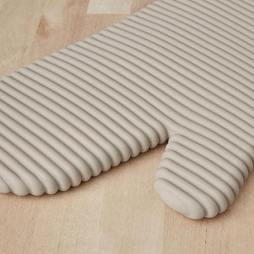 KitchenAid Ribbed Soft Silicone Oven Mitt Set, 7"x13", Milkshake 2 Count - Milkshake Tan - 7.5"x13" thumbnail 3