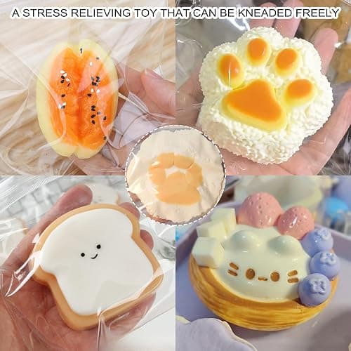 EDLMKM 5 PCS Mochi Squishy Toys, Taba Squishy Set, Stress Balls For Boys Girls Party, Soft Squeeze Fidget Toys, Cute Fufu Stress Relief Sensory Play Fidget, Fun Birthday Gift for Anxiety Relief thumbnail 4