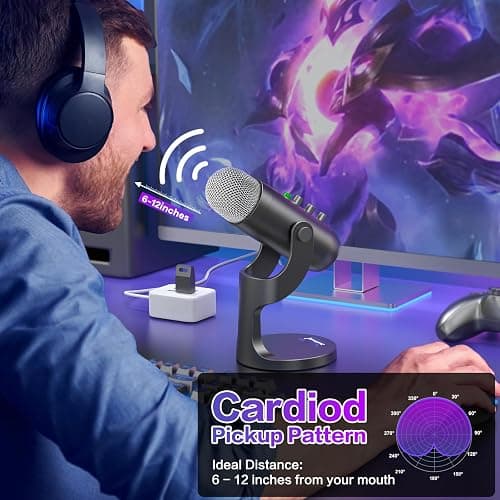 ZealSound Wireless Microphone,USB Mic for iPhone PC iPad Android Phone-Cordless Condenser Desktop Microphones with Mute Echo Monitor Volume Gain 2.4GHz for Podcast,ASMR,Gaming,YouTube Video/K66 Black thumbnail 6