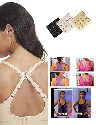 HOFISH 3PACK Full Bust Seamless Nursing Maternity Bras Bralette S-XXL with Extra Bra Extenders & Clips - Large - 03pack:pinkblackbeige thumbnail 4
