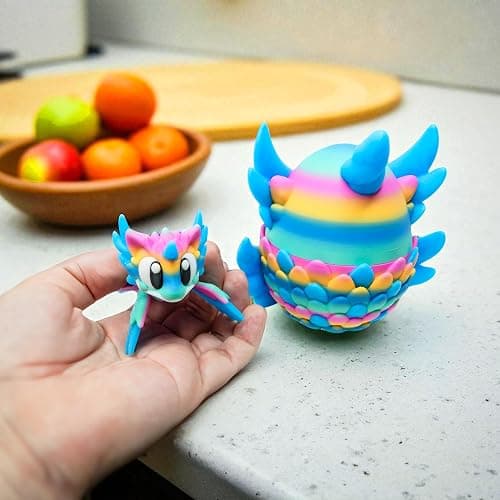 Articulated Dragon with Fantasy Egg – 3D Printed Mythical Creature Gift, Posable Jointed Companion, Collectible Detailed Shelf or Desk Decoration - For Adults (Celestial Glow Dragon + Egg) thumbnail 7
