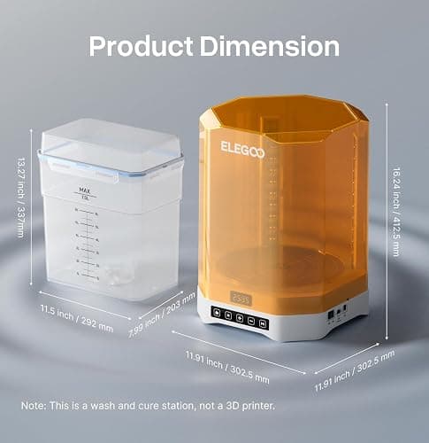 ELEGOO Mercury Plus V3.0 Wash and Cure Station, 7.5 L Large Capacity, Compatible with Mars Saturn Photon Halot MSLA LCD DLP 3D Printers, Washing Size of 9.05"×5.31”×10.24“ thumbnail 9