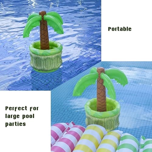 FUTUREPLUSX Inflatable Palm Tree Cooler, 25" Inflatable Drink Holder for Summer Pool Blow Up Palm Tree Cooler for Luau Hawaiian Tropical Party Decorations, Outdoor Beach Party Supplies thumbnail 5