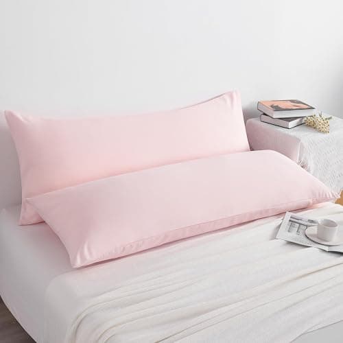 NTBAY Body Pillow Cases Set of 2, 2 Pack Brushed Microfiber 20x54 Pillow Cases, Soft, Wrinkle, Fade, Stain Resistant Blush Pink Pillow Cases with Envelope Closure, 20x54 Inches, Blush Pink thumbnail 2