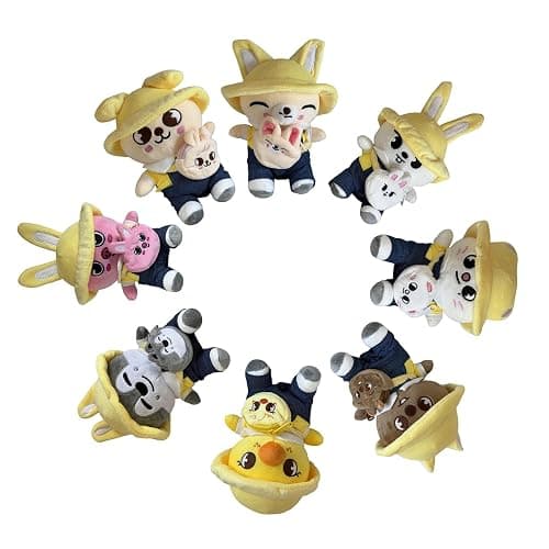 Thyoeun Skzoo Animal Sitting Plush Doll Set - 22cm with Removable Clothes & Backpack - Limited Edition SKZ Plushies - Concert Merch Gift thumbnail 5