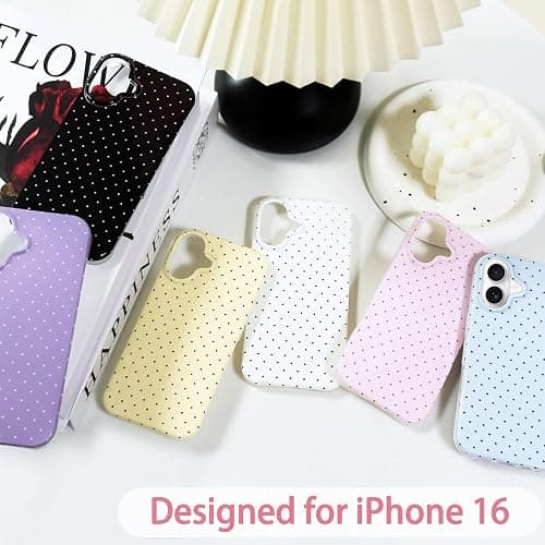 Hython for iPhone 16 Case Cute Polka Dot Aesthetic Design Simple Cover 6.1", Thin Slim Anti-Scratch Soft TPU Bumper Shockproof Rubber Protective Phone Cases for Women Girls Girly Boys, White thumbnail 5