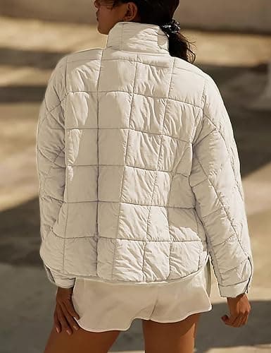 Bianstore Women's Oversized Splice Quilted Lightweight Puffer Jacket Casual Padded Coat thumbnail 9