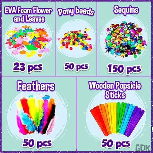 Goody King Arts and Crafts Supplies for Kids - 1170Pcs+ Craft Art Supply Kit for Toddlers Kids Craft Supplies & Materials Age 4 5 6 7 8 9 - Christmas D.I.Y. Crafting School Supplies thumbnail 5