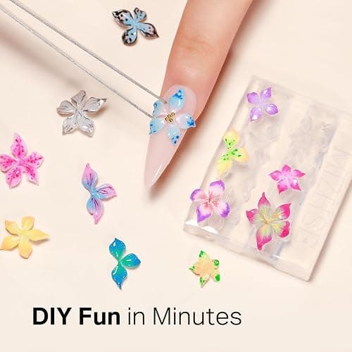 MIZHSE 3D Nail Molds for Nail Art, 1PC Silicone 3D Flower Charm Nail Molds for 3D Sculpting Molding Gel Nail Desgin Home DIY Manicure thumbnail 3
