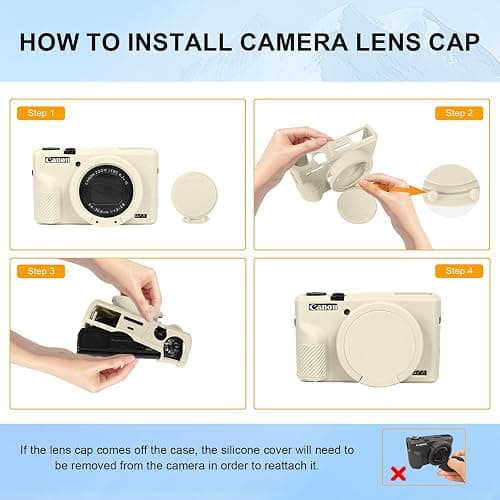 G7X Mark III Case, Protective Case for Canon Powershot G7X Mark III Digital Camera, Removable Lens Cover Silicone Sleeve Soft Camera Cover Rubber Protective Body Skin- Beige thumbnail 4