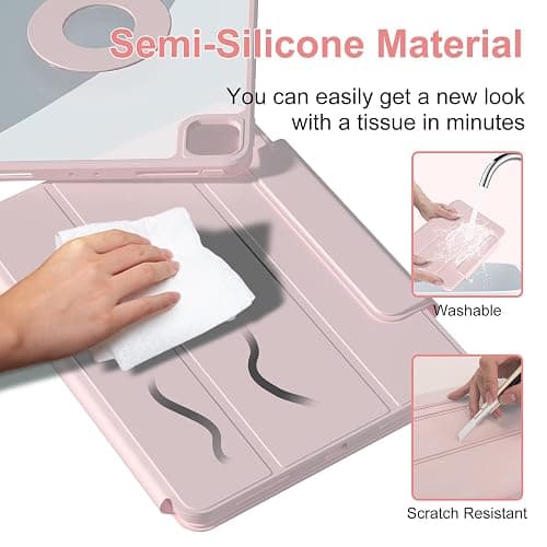 ZENLU iPad Pro 11 inch Case with Removable Magnetic Folio Cover, Premium PU Leather, Multiple Angles Stand, Pencil Slot Charging Support, Full Protective Case for 11" (1/2/3/4 Gen) iPad Pro (Pink) thumbnail 6