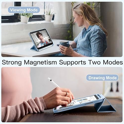 Akkerds Compatible with iPad (A16) 11th Generation Case 11 Inch 2025, for iPad 10th Generation Case 10.9 Inch 2022 with Pencil Holder, Slim Trifold Stand Protective Cover with Soft TPU Back, Sky Blue thumbnail 6