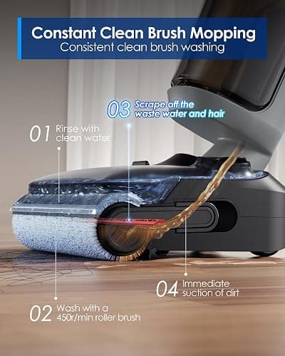 Tineco Floor ONE i5 Stretch Wet Dry Vacuum Cleaner, Vacuum & Mop in One Step, 20kpa Powerful Suction, 180° Lay-Flat Design, Anti-Tangle Design, Dual-Sided Edge Cleaning, Up to 30* Minutes Runtime thumbnail 7