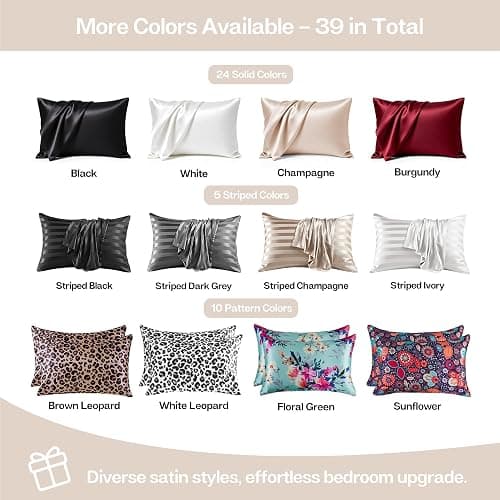 MR&HM Satin Pillowcase for Hair and Skin, Silk Satin Pillowcase 2 Pack, Queen Size Pillow Cases Set of 2, Silky Pillow Cover with Envelope Closure (20x30, Beige) thumbnail 7