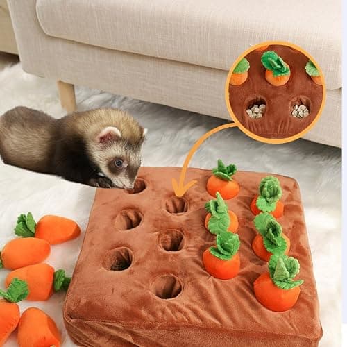 PUMEXFE Ferret Foraging Toys Novelty Carrot Snuffle Mat Interactive Pet Treat Enrichment Toys for Small Animals Bunny Rabbit Chinchilla Guinea Pig Hamster (12Carrot) thumbnail 6