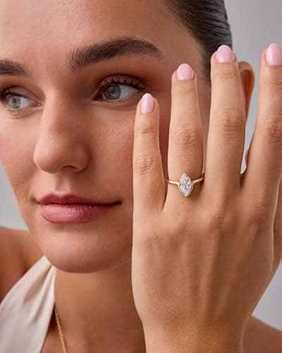 PAVOI 14K Gold Plated Marquise 1.5CT Cubic Zirconia Bridal Engagement Ring for Women - Statement thumbnail 4