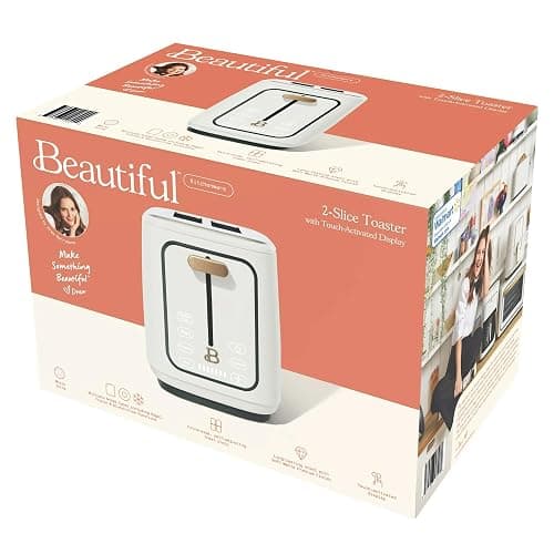 Beautiful 2-Slices Touchscreen Toaster with Digital Display, 7 Shade Settings, Bagel/Frozen Presets, Extra-Wide Slots, 900W (White) thumbnail 9