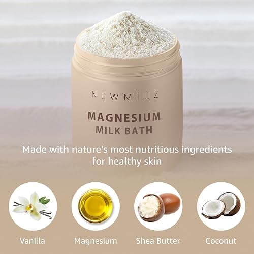 Creamy Magnesium Milk Bath Soak Powder Moisturize Soften Skin Coconut Vanilla Shea Butter Luxury Spa Bath Salt Relaxation Selfcare Gifts for Women thumbnail 3