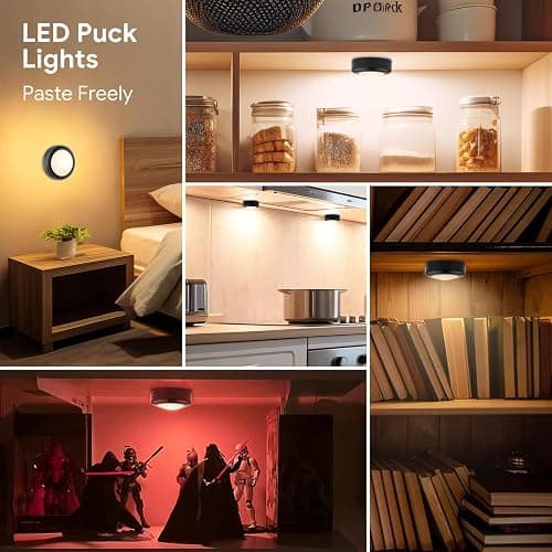 Yiliaw 3 Pack LED Puck Lights Remote Control 16 Color Changeable Under Cabinet Lights, Battery Operated Lights Night Light with Dimmer & Timmer for Closet Bedroom Kitchen, Black thumbnail 7