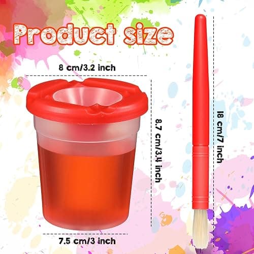 Marspark 40 Pcs No Spill Paint Cups with Lids for Kids - Kids Paint Cups Toddler Art Supplies, Washable Acrylic Watercolor Painting Containers with Brushes for Early Learning, Classroom, Art Crafts thumbnail 2